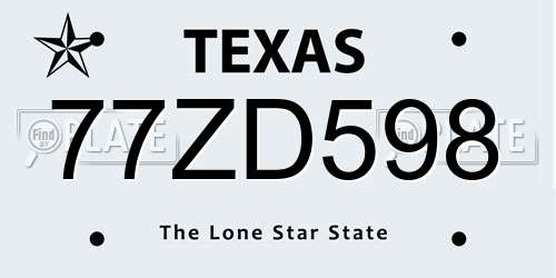 77ZD598 Texas License Plate