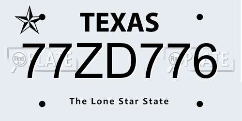 77ZD776 Texas License Plate