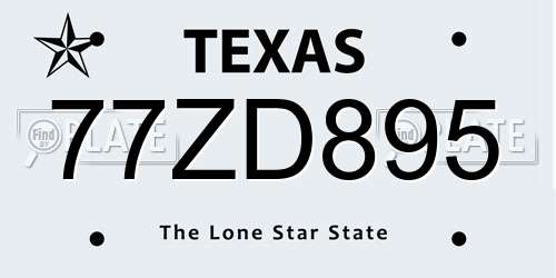 77ZD895 Texas License Plate