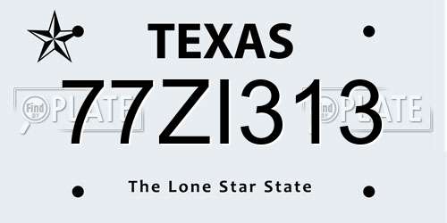 77ZI313 Texas License Plate