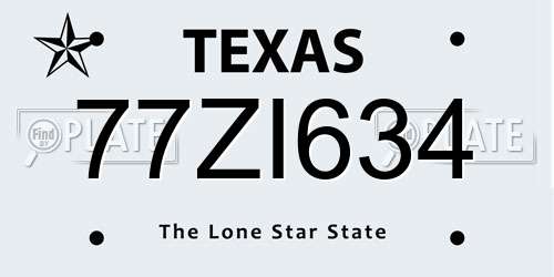 77ZI634 Texas License Plate