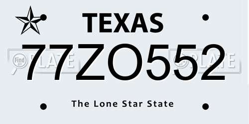 77ZO552 Texas License Plate