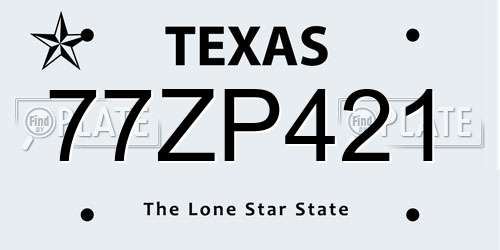 77ZP421 Texas License Plate