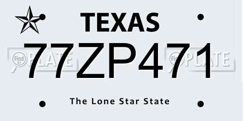77ZP471 Texas License Plate