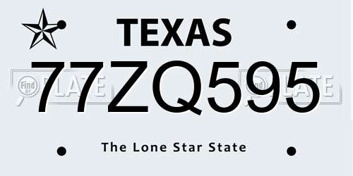 77ZQ595 Texas License Plate