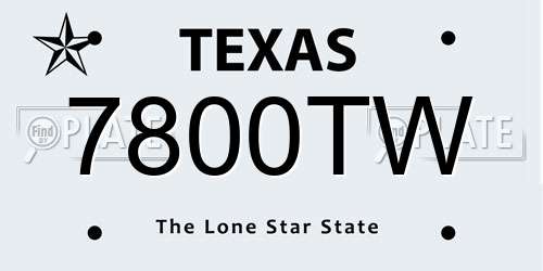 7800TW Texas License Plate