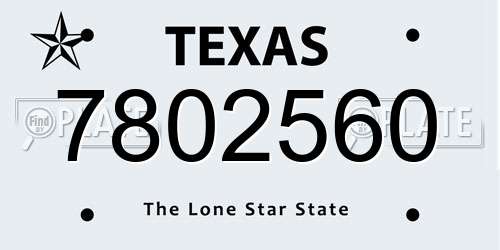 7802560 Texas License Plate