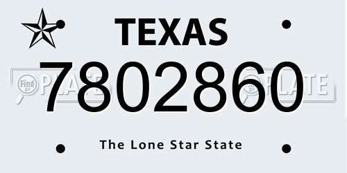 7802860 Texas License Plate