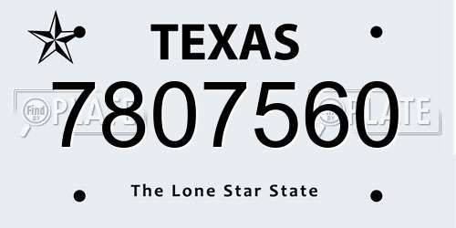 7807560 Texas License Plate