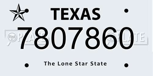7807860 Texas License Plate