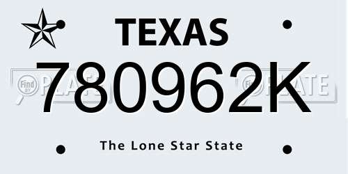 780962K Texas License Plate
