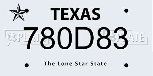 780D83 Texas License Plate