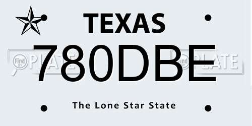 780DBE Texas License Plate