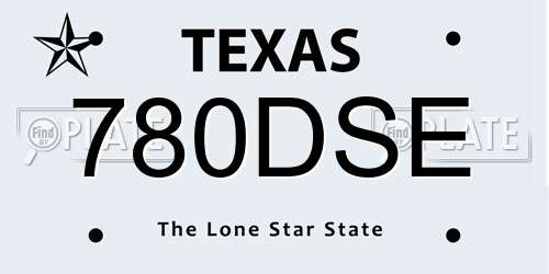780DSE Texas License Plate