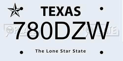 780DZW Texas License Plate