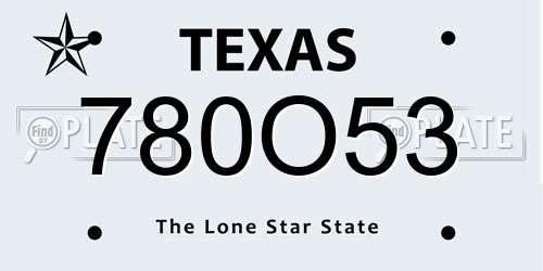 780O53 Texas License Plate