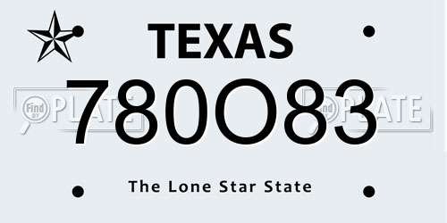 780O83 Texas License Plate