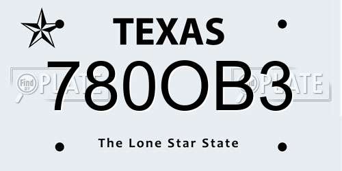 780OB3 Texas License Plate