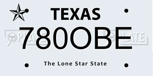 780OBE Texas License Plate
