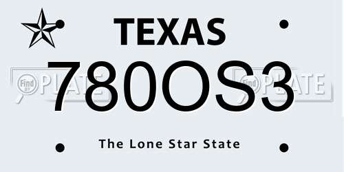 780OS3 Texas License Plate