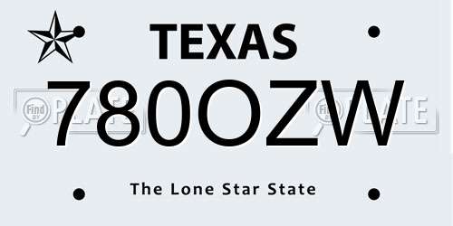 780OZW Texas License Plate