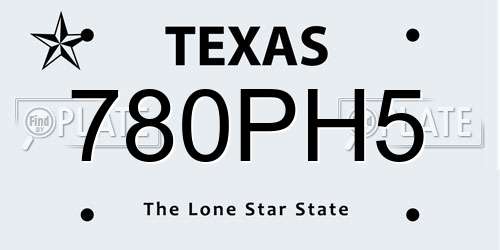 780PH5 Texas License Plate