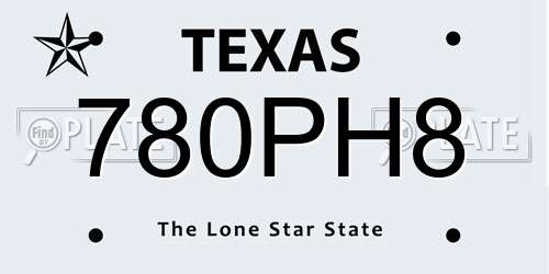 780PH8 Texas License Plate