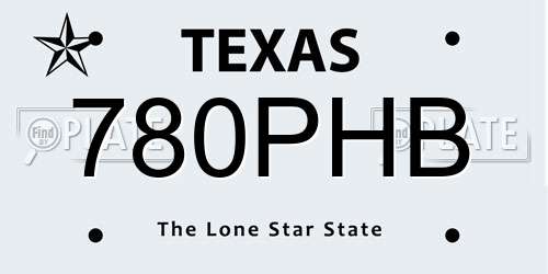 780PHB Texas License Plate