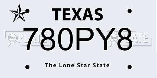 780PY8 Texas License Plate