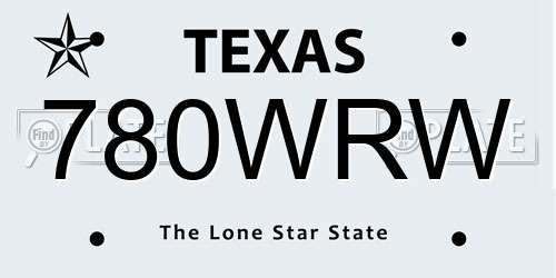 780WRW Texas License Plate