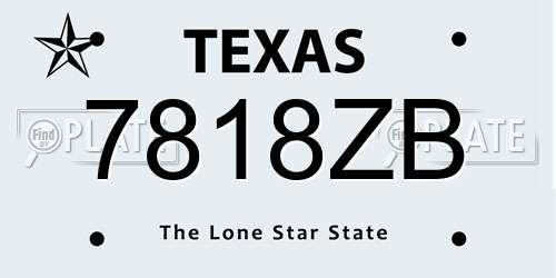 7818ZB Texas License Plate