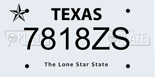 7818ZS Texas License Plate