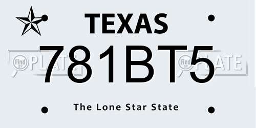 781BT5 Texas License Plate