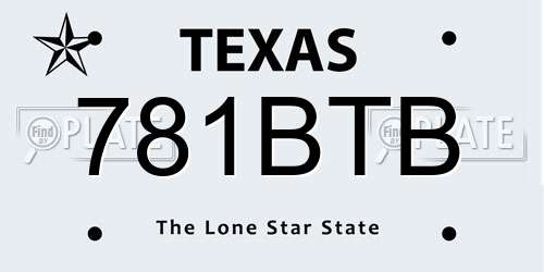 781BTB Texas License Plate