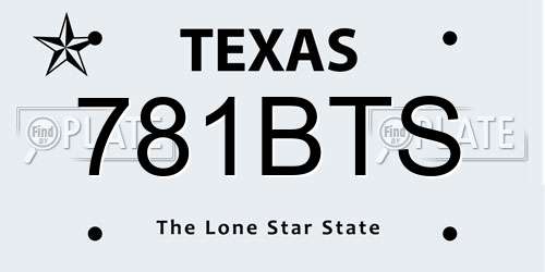 781BTS Texas License Plate