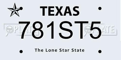 781ST5 Texas License Plate