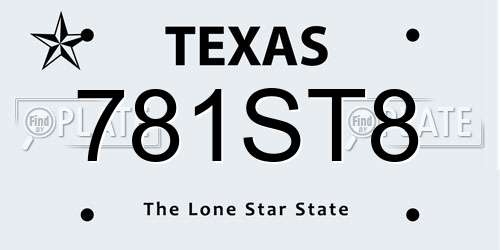 781ST8 Texas License Plate