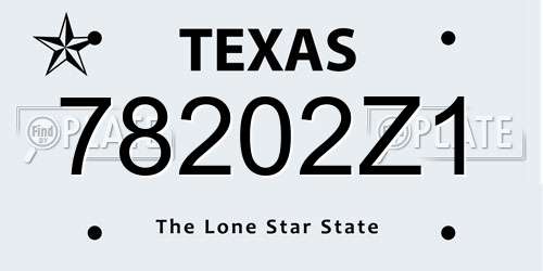 78202Z1 Texas License Plate