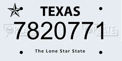 7820771 Texas License Plate