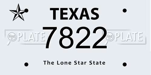 7822 Texas License Plate