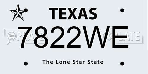 7822WE Texas License Plate