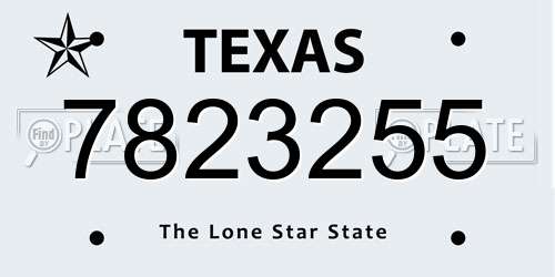 7823255 Texas License Plate
