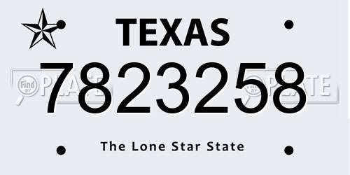 7823258 Texas License Plate