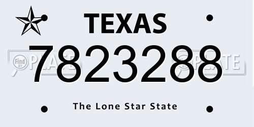7823288 Texas License Plate
