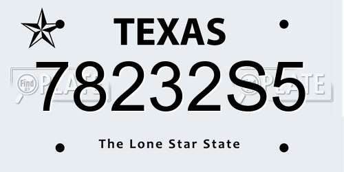 78232S5 Texas License Plate