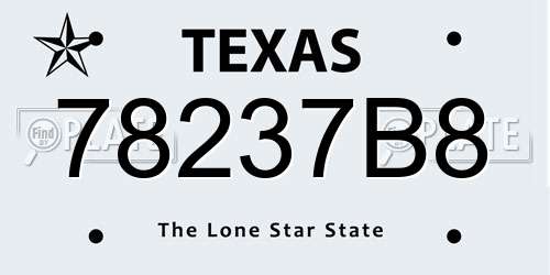 78237B8 Texas License Plate