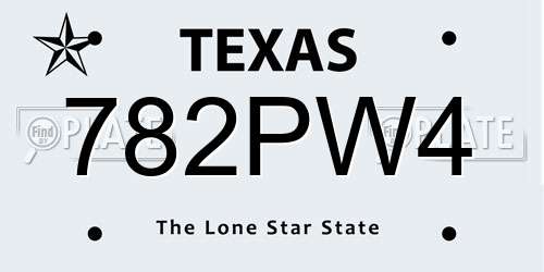 782PW4 Texas License Plate