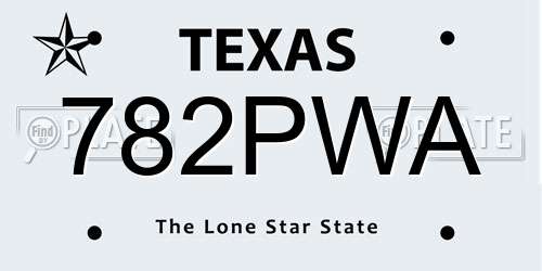 782PWA Texas License Plate