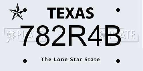 782R4B Texas License Plate