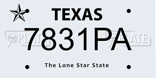 7831PA Texas License Plate